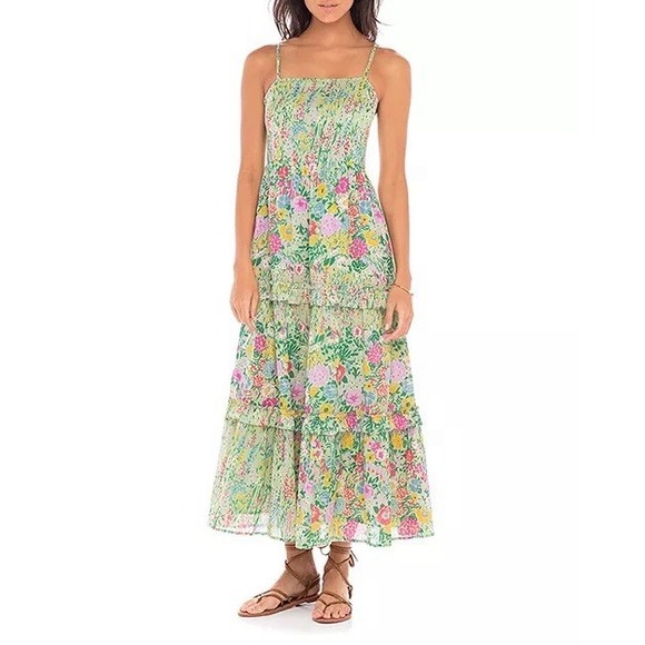 Banjanan Dresses & Skirts - Banjanan Hazel Tiered Maxi Dress Size XS Pistachio Green Floral Ruffle MSRP $325
